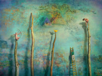 Mario Gómez, La pausa persistente, óleo sobre tela, 130 x 185 cm., 2024
